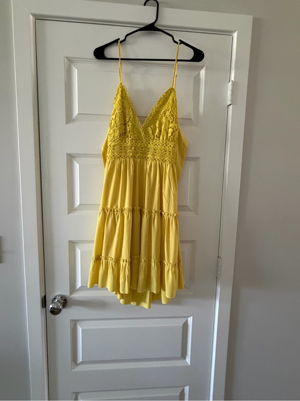 Sunshine Lace-Trim Tiered Mini Dress